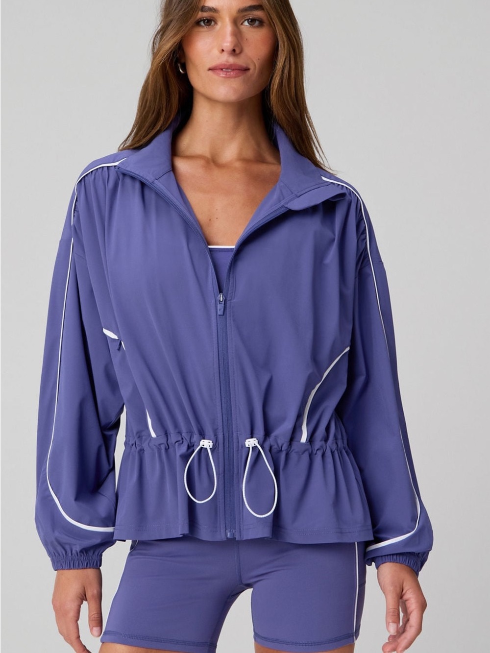 Fabletics NWT Windbreaker & Shorts Set Purple/Blue Size M